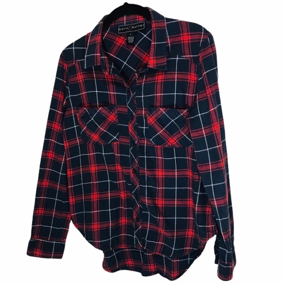 Polly & Esther plaid shirt size L long sle… - Picture 3 of 6
